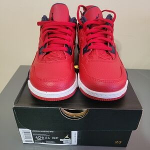 Jordan 4's Kids Red and Navy blue Sneakers